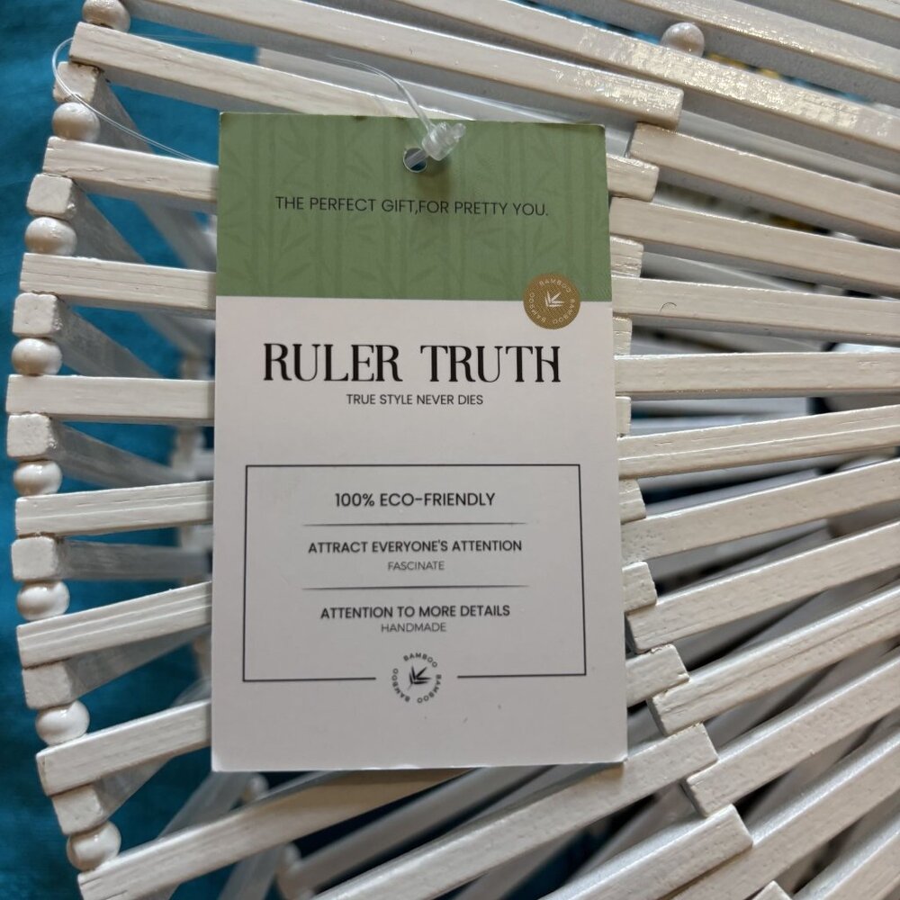 Crochet-Accented Teal Blue Kaftan Dress & White Beaded Bamboo Handbag Set - Picture 11 of 12